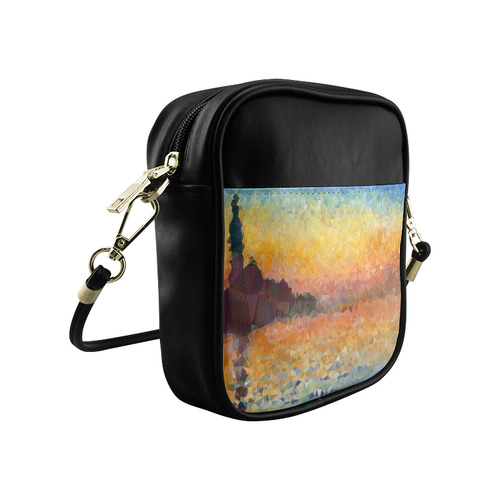 Sunset Venice Abstract Geometric Triangles Sling Bag (Model 1627)