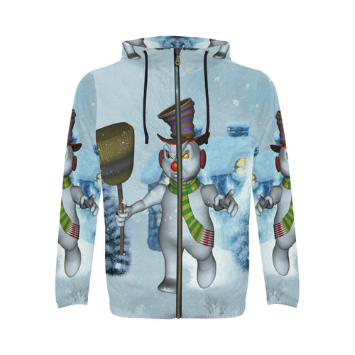 Funny grimly snowman All Over Print Full Zip Hoodie for Men (Model H14)