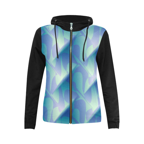 Subtle Blue Cubik - Jera Nour All Over Print Full Zip Hoodie for Women (Model H14)