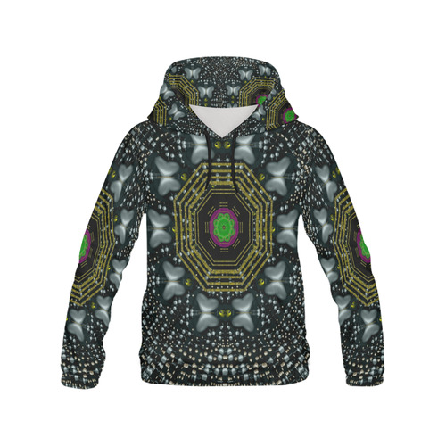 Leaf earth and heart butterflies in the universe All Over Print Hoodie for Women (USA Size) (Model H13)