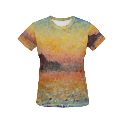 Sunset Venice Abstract Geometric Triangles All Over Print T-Shirt for Women (USA Size) (Model T40)