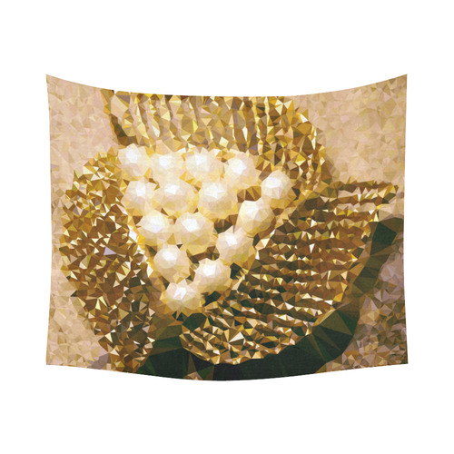 Pearls Gold Leaves Jewel Geometric Triangles Cotton Linen Wall Tapestry 60"x 51"