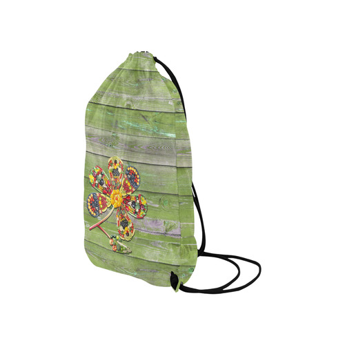 Vegan Love Life Power Flower Small Drawstring Bag Model 1604 (Twin Sides) 11"(W) * 17.7"(H)