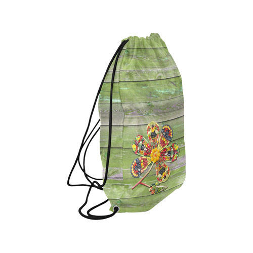 Vegan Love Life Power Flower Small Drawstring Bag Model 1604 (Twin Sides) 11"(W) * 17.7"(H)