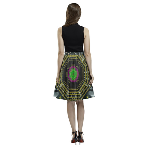 Leaf earth and heart butterflies in the universe Melete Pleated Midi Skirt (Model D15)