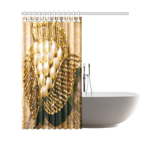 Pearls Gold Leaves Jewel Geometric Triangles Shower Curtain 69"x70"
