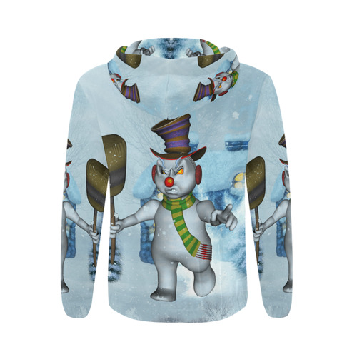 Funny grimly snowman All Over Print Full Zip Hoodie for Men (Model H14)