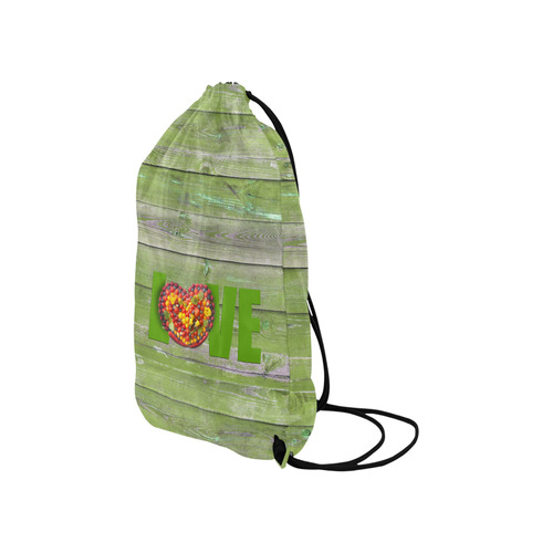 Love Vegan Life Sweet Heart Small Drawstring Bag Model 1604 (Twin Sides) 11"(W) * 17.7"(H)
