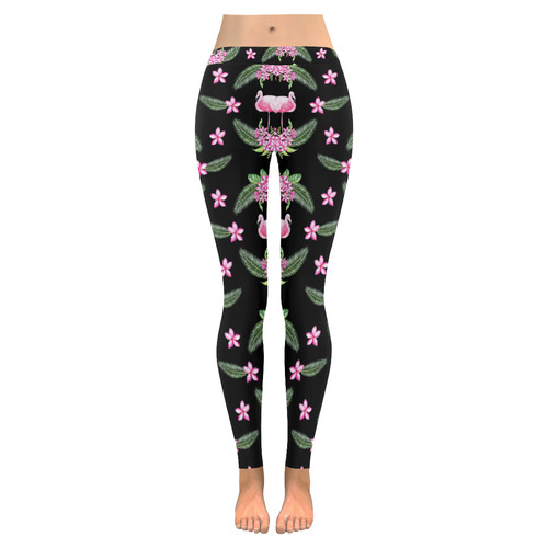 Tropical Flamingo Pattern I Women's Low Rise Leggings (Invisible Stitch) (Model L05)