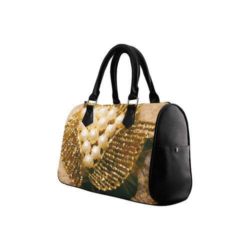 Pearls Gold Leaves Jewel Geometric Triangles Boston Handbag (Model 1621)
