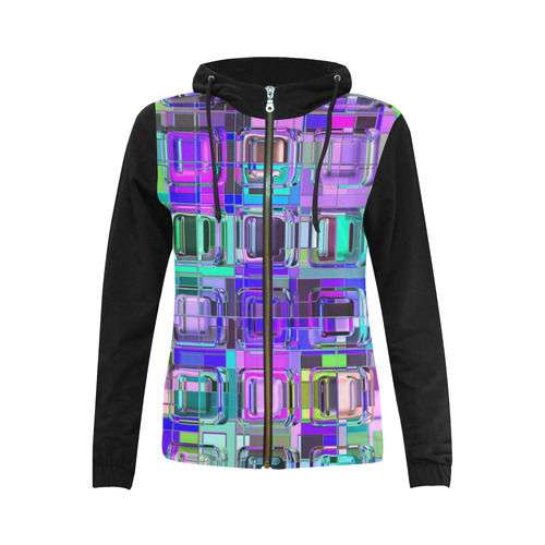 TechTile #6W - Jera Nour All Over Print Full Zip Hoodie for Women (Model H14)