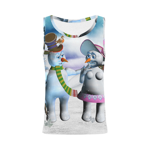 Funny snowman and snow women All Over Print Tank Top for Women (Model T43)