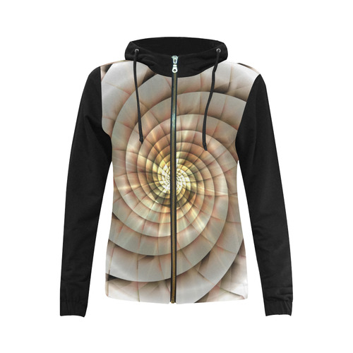 Spiral Eye 3D - Jera Nour All Over Print Full Zip Hoodie for Women (Model H14)