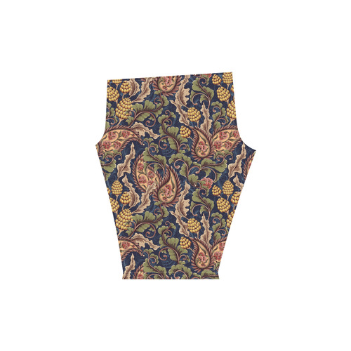 Floral Retro Wallpaper I Women's Low Rise Capri Leggings (Invisible Stitch) (Model L08)