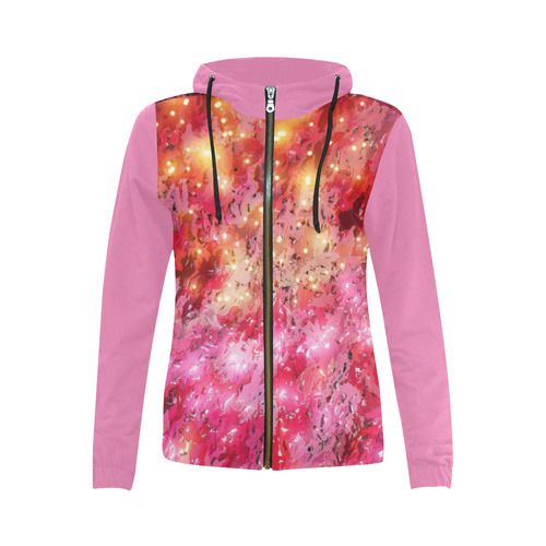 Sparkling Pink - Jera Nour All Over Print Full Zip Hoodie for Women (Model H14)