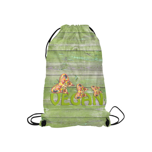 Vegan Love Life Butterflies Small Drawstring Bag Model 1604 (Twin Sides) 11"(W) * 17.7"(H)