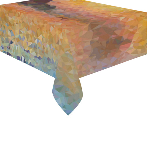 Sunset Venice Abstract Geometric Triangles Cotton Linen Tablecloth 60" x 90"