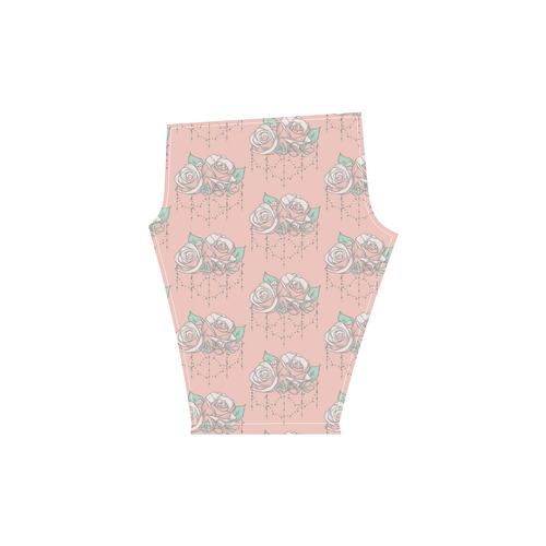 Roses And Pearls - salmon color Women's Low Rise Capri Leggings (Invisible Stitch) (Model L08)