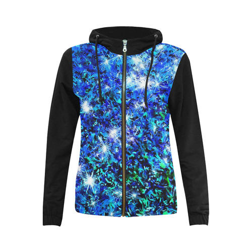 Sparkling Blue - Jera Nour All Over Print Full Zip Hoodie for Women (Model H14)