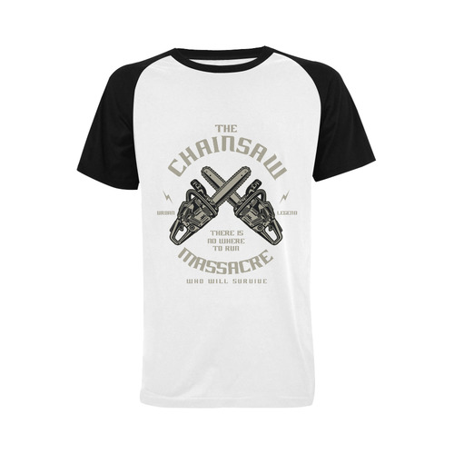 Chainsaw Black Men's Raglan T-shirt (USA Size) (Model T11)