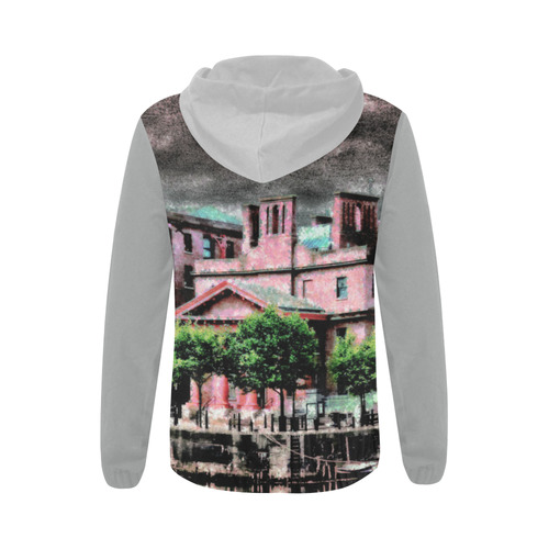 UK-Albert-Dock pink - Jera Nour All Over Print Full Zip Hoodie for Women (Model H14)