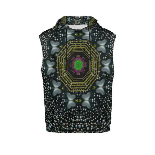 Leaf earth and heart butterflies in the universe All Over Print Sleeveless Hoodie for Men (Model H15)