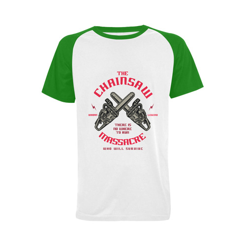 Chainsaw Modern Green Men's Raglan T-shirt (USA Size) (Model T11)