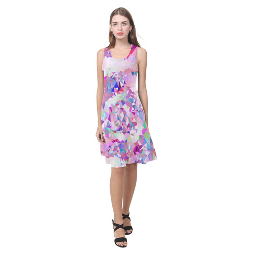 First Rose Floral Geometric Triangle Fractal Atalanta Casual Sundress(Model D04)