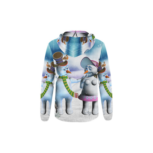 Funny snowman and snow women All Over Print Full Zip Hoodie for Kid (Model H14)