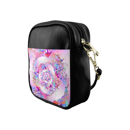 First Rose Floral Geometric Triangle Fractal Sling Bag (Model 1627)