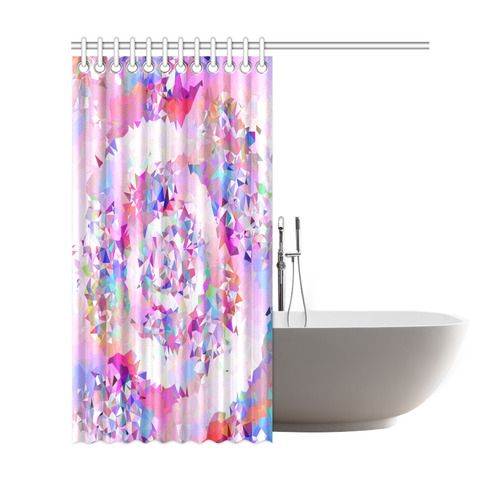 First Rose Floral Geometric Triangle Fractal Shower Curtain 69"x72"
