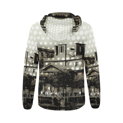 UK-Albert-Dock polka - Jera Nour All Over Print Full Zip Hoodie for Women (Model H14)