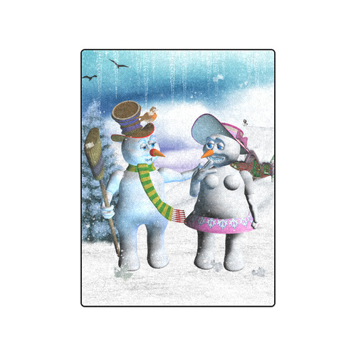 Funny snowman and snow women Blanket 50"x60"
