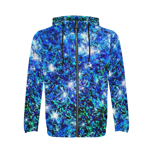 Sparkling Blue - Jera Nour All Over Print Full Zip Hoodie for Men (Model H14)