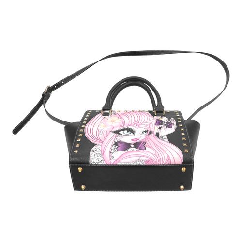 Unicorn Girl studded bag Rivet Shoulder Handbag (Model 1645)