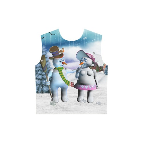 Funny snowman and snow women All Over Print Sleeveless Hoodie for Women (Model H15)