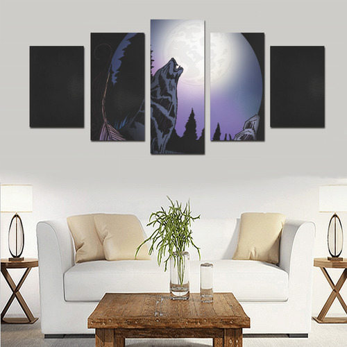 Howling Wolf Canvas Print Sets D (No Frame)