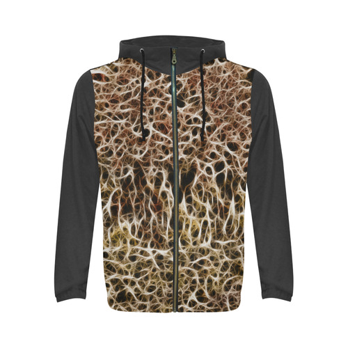 Misty Fur Coral - Jera Nour All Over Print Full Zip Hoodie for Men (Model H14)