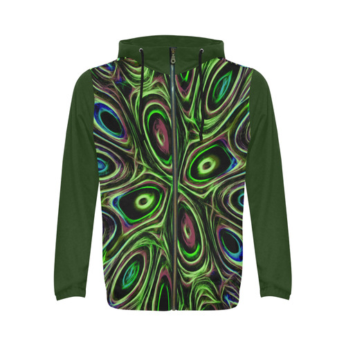 Peacock Strut III - Jera Nour All Over Print Full Zip Hoodie for Men (Model H14)