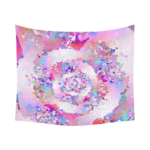 First Rose Floral Geometric Triangle Fractal Cotton Linen Wall Tapestry 60"x 51"