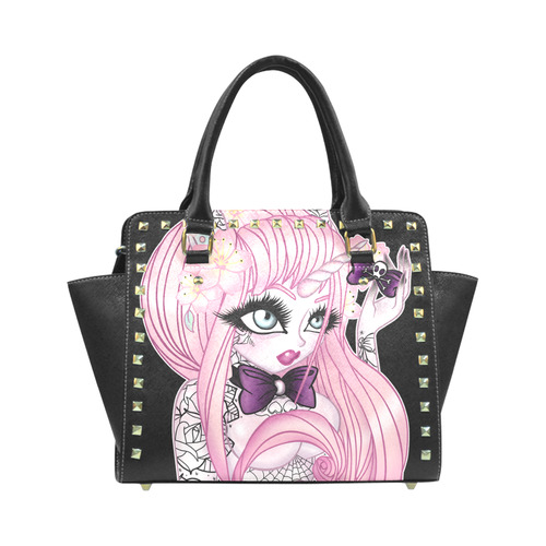 Unicorn Girl studded bag Rivet Shoulder Handbag (Model 1645)