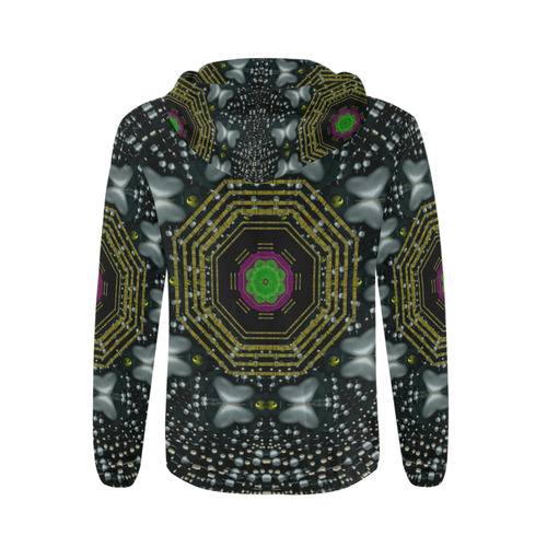 Leaf earth and heart butterflies in the universe All Over Print Full Zip Hoodie for Men (Model H14)