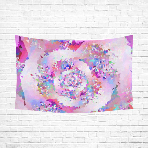 First Rose Floral Geometric Triangle Fractal Cotton Linen Wall Tapestry 90"x 60"
