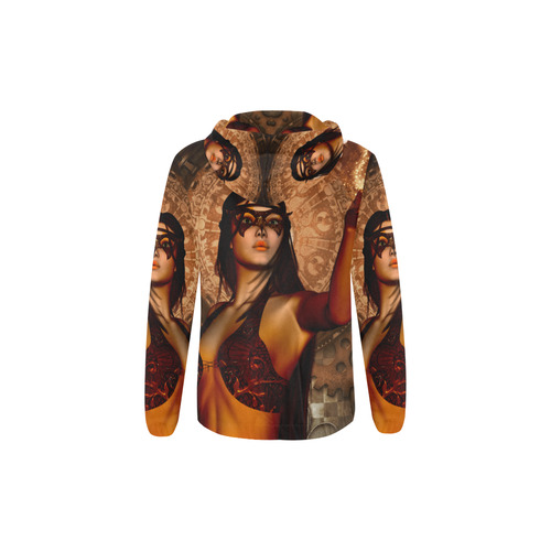 Steampunk lady with mask All Over Print Full Zip Hoodie for Kid (Model H14)