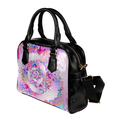 First Rose Floral Geometric Triangle Fractal Shoulder Handbag (Model 1634)