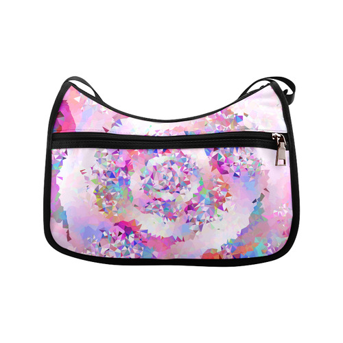 First Rose Floral Geometric Triangle Fractal Crossbody Bags (Model 1616)