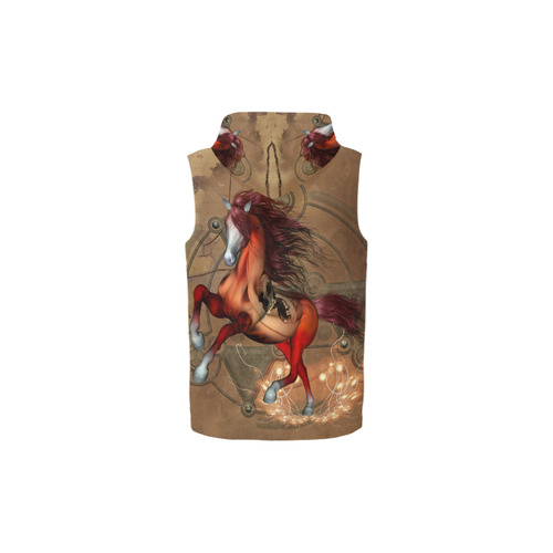 Wonderful horse with skull, red colors All Over Print Sleeveless Zip Up Hoodie for Kid (Model H16)