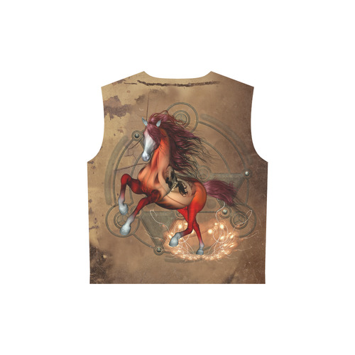 Wonderful horse with skull, red colors All Over Print Sleeveless Hoodie for Women (Model H15)