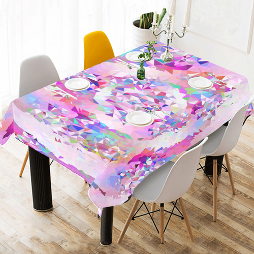 First Rose Floral Geometric Triangle Fractal Cotton Linen Tablecloth 52"x 70"