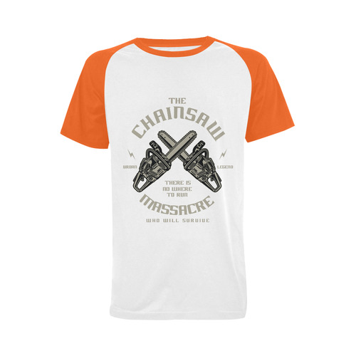 Chainsaw Orange Men's Raglan T-shirt (USA Size) (Model T11)